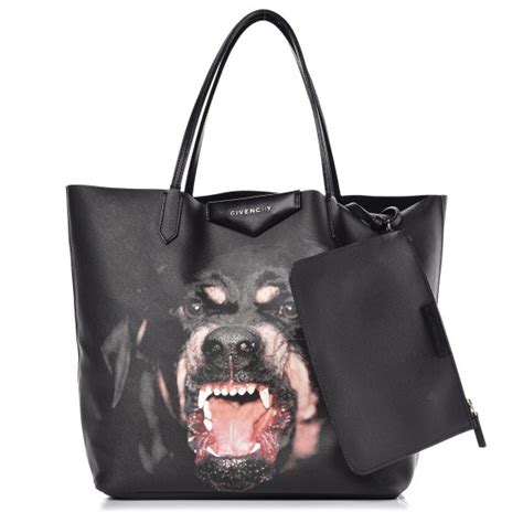 GIVENCHY Textured Coated Canvas Rottweiler Print Medium 